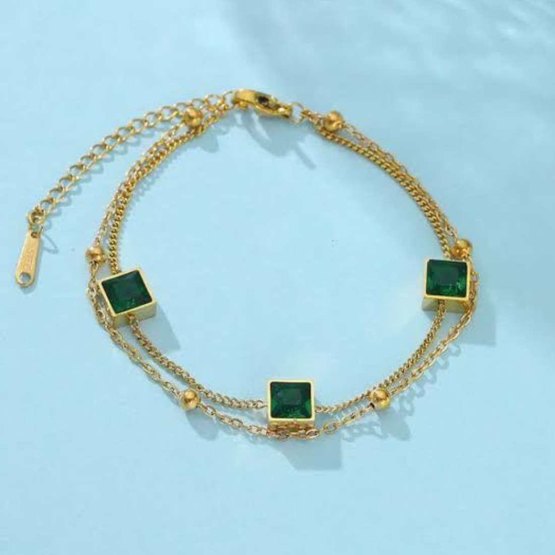 Emerald Bracelet (Double chain)