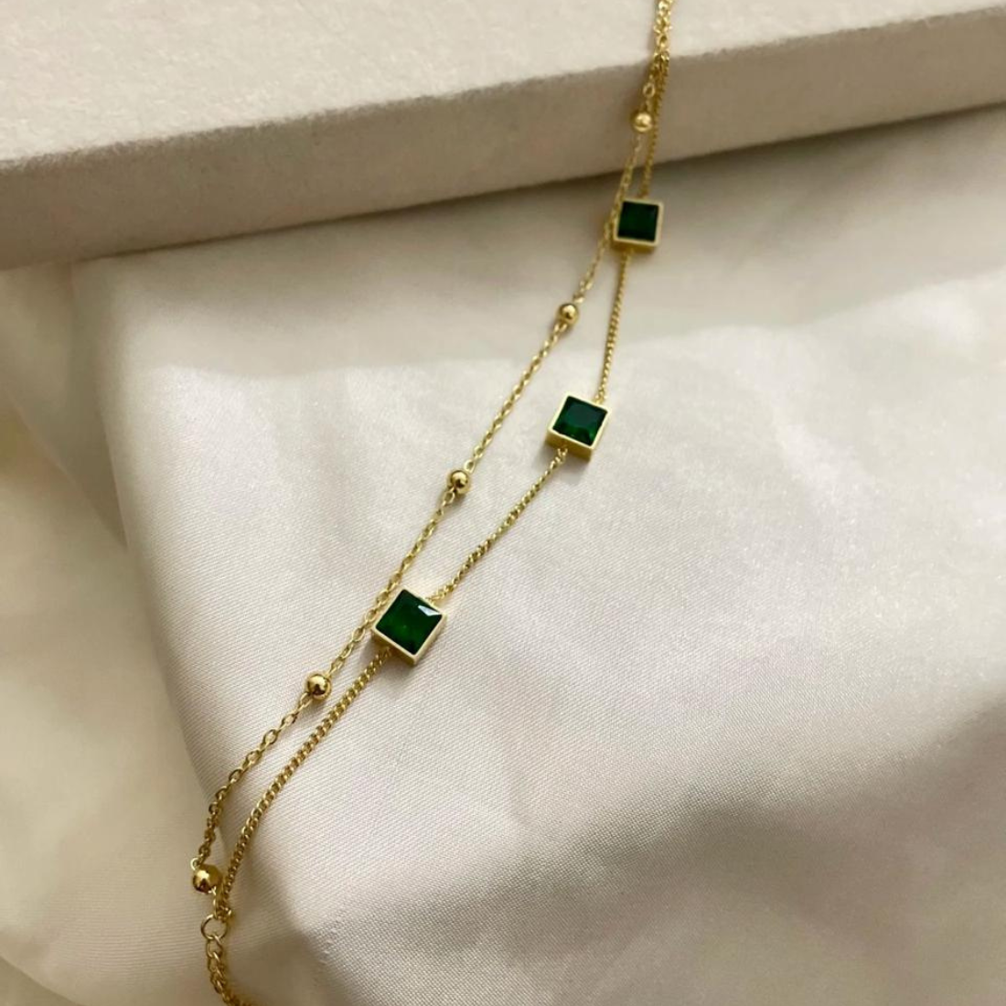 Emerald Bracelet (Double chain)